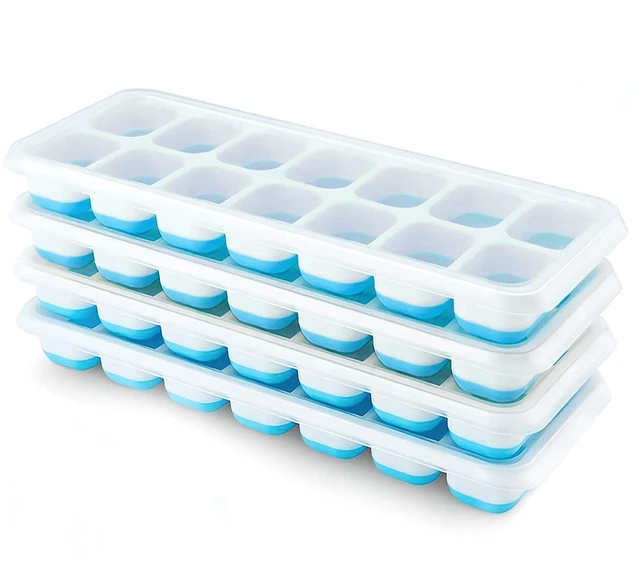 Main image of Airabc Silicone Ice Cube Trays 4 Pack, 14-Cube with Removable Lid, Easy-Release Flexible, Stackable, LFGB Certified BPA Free, for Cocktail Freezer