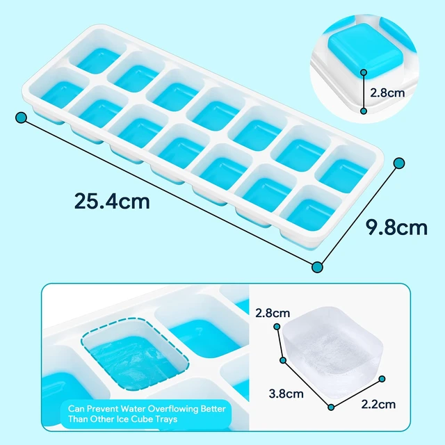 Alt view image 4 of 6 - Airabc Silicone Ice Cube Trays 4 Pack, 14-Cube with Removable Lid, Easy-Release Flexible, Stackable, LFGB Certified BPA Free, for Cocktail Freezer