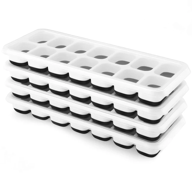 Main image of Airabc Silicone Ice Cube Trays 4-Pack with Removable Lid, Easy-Release Flexible 14-Cube, LFGB Certified BPA Free, Stackable with Covers for Cocktail and Freezer
