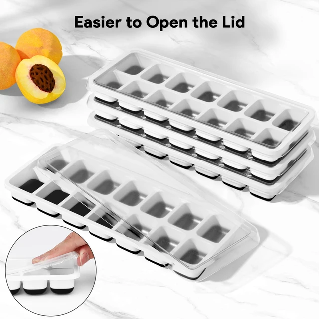 Alt view image 3 of 7 - Airabc Silicone Ice Cube Trays 4-Pack with Removable Lid, Easy-Release Flexible 14-Cube, LFGB Certified BPA Free, Stackable with Covers for Cocktail and Freezer