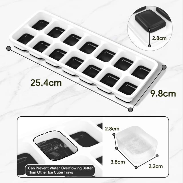 Alt view image 4 of 7 - Airabc Silicone Ice Cube Trays 4-Pack with Removable Lid, Easy-Release Flexible 14-Cube, LFGB Certified BPA Free, Stackable with Covers for Cocktail and Freezer