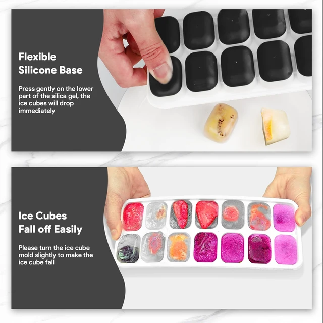 Alt view image 5 of 7 - Airabc Silicone Ice Cube Trays 4-Pack with Removable Lid, Easy-Release Flexible 14-Cube, LFGB Certified BPA Free, Stackable with Covers for Cocktail and Freezer