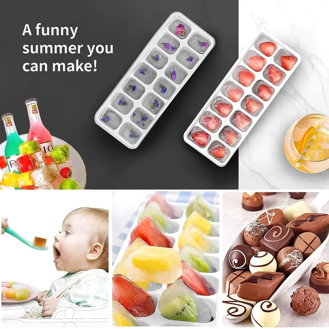 Alt view image 6 of 7 - Airabc Silicone Ice Cube Trays 4-Pack with Removable Lid, Easy-Release Flexible 14-Cube, LFGB Certified BPA Free, Stackable with Covers for Cocktail and Freezer