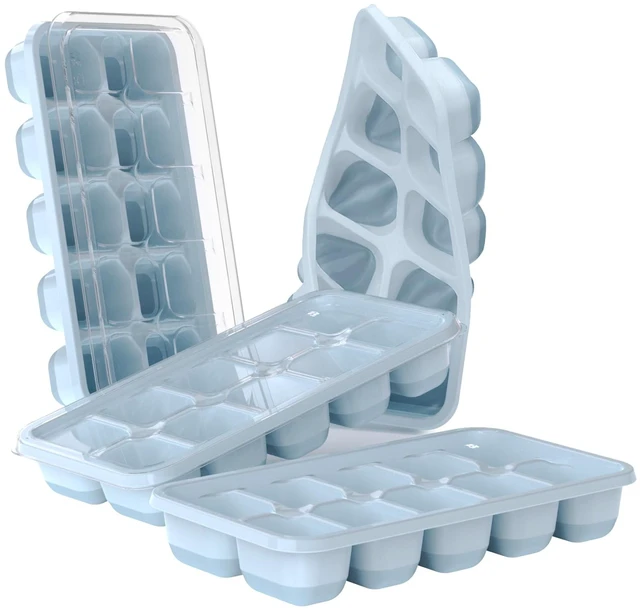 Main image of DOQAUS 4 Pack Silicone Ice Cube Trays with Lids for Freezer