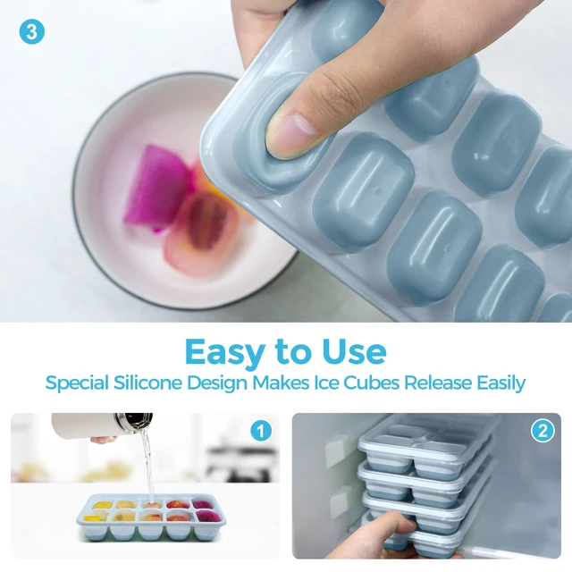 Alt view image 3 of 6 - DOQAUS 4 Pack Silicone Ice Cube Trays with Lids for Freezer