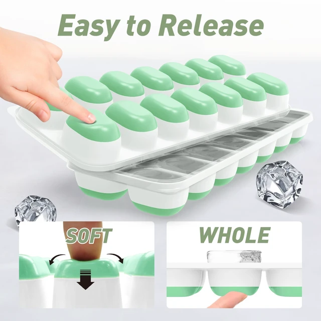Alt view image 6 of 6 - ChefAide 4-Pack Silicone Ice Cube Trays with Lid for Freezer