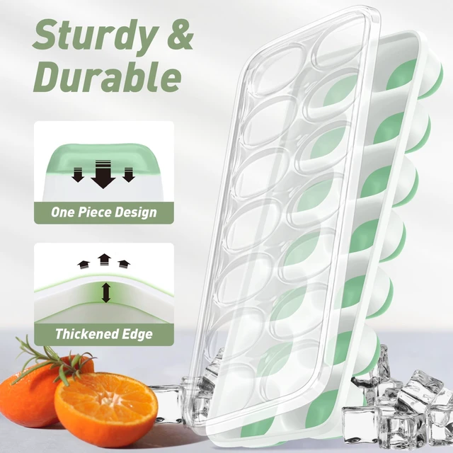 Alt view image 2 of 6 - ChefAide 4-Pack Silicone Ice Cube Trays with Lid for Freezer