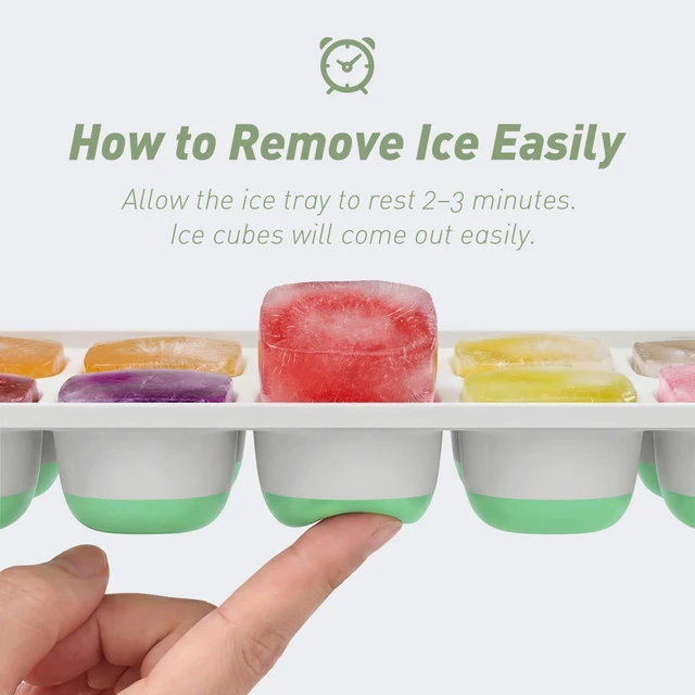 Alt view image 4 of 6 - ChefAide 4-Pack Silicone Ice Cube Trays with Lid for Freezer