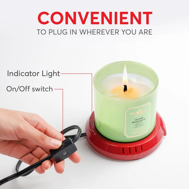 Alt view image 4 of 7 - Large Candle Warmer Plate, Flame-Free, for Candle Jar & Coffee Warmer, Home & Office, 1 Pack, Red