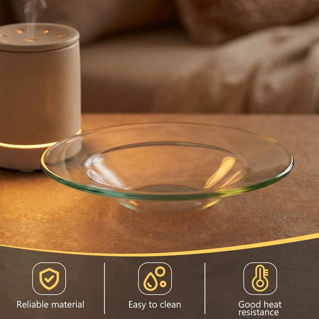 Alt view image 4 of 7 - Patelai 4.5-Inch Round Glass Plate Replacement Wax Warmer Dish, 1 Piece