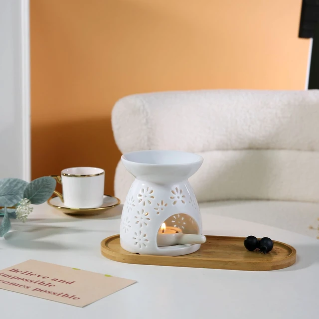 Alt view image 4 of 6 - Ceramic Tea Light Candle Holder, Essential Oil Burner, Wax Melt Burner, Incense Aroma Diffuser, Home Decor