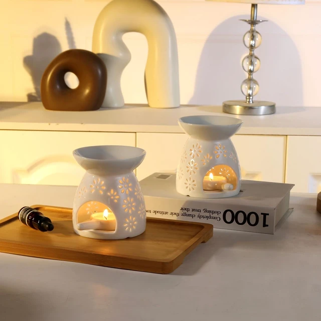 Alt view image 3 of 6 - Ceramic Tea Light Candle Holder, Essential Oil Burner, Wax Melt Burner, Incense Aroma Diffuser, Home Decor