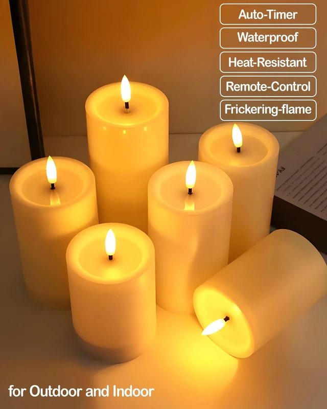 Alt view image 3 of 6 - Gmnee 3"x4" Outdoor Waterproof Flameless Candles with Remote Timer and Battery