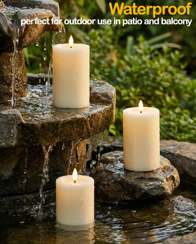 Alt view image 2 of 6 - Gmnee 3"x4" Outdoor Waterproof Flameless Candles with Remote Timer and Battery