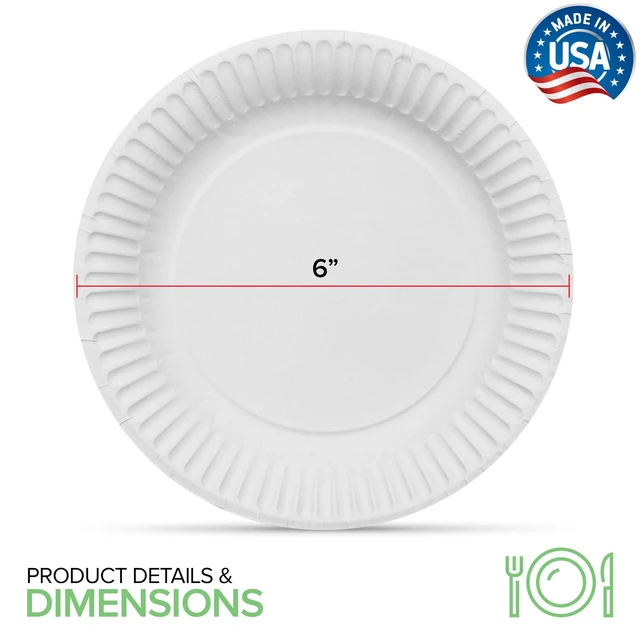 Alt view image 5 of 6 - Stock Your Home 6-Inch Uncoated Paper Plates, Everyday Disposable Dessert Plates, White, 100 Count