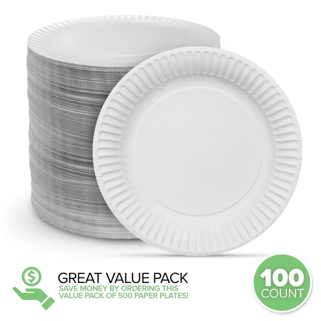 Alt view image 6 of 6 - Stock Your Home 6-Inch Uncoated Paper Plates, Everyday Disposable Dessert Plates, White, 100 Count