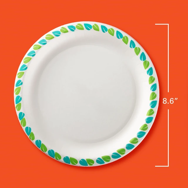 Alt view image 5 of 7 - Hefty Compostable Paper Plates, 8.6-Inch, 30 Count (Pack of 2), Patterned, Soak-Resistant, Microwave Safe, Plant-Based Materials, for BBQs, Parties, Holidays & Daily Use