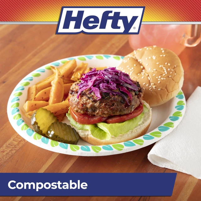 Alt view image 6 of 7 - Hefty Compostable Paper Plates, 8.6-Inch, 30 Count (Pack of 2), Patterned, Soak-Resistant, Microwave Safe, Plant-Based Materials, for BBQs, Parties, Holidays & Daily Use