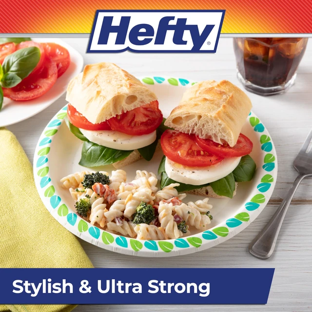 Alt view image 4 of 7 - Hefty Compostable Paper Plates, 8.6-Inch, 30 Count (Pack of 2), Patterned, Soak-Resistant, Microwave Safe, Plant-Based Materials, for BBQs, Parties, Holidays & Daily Use