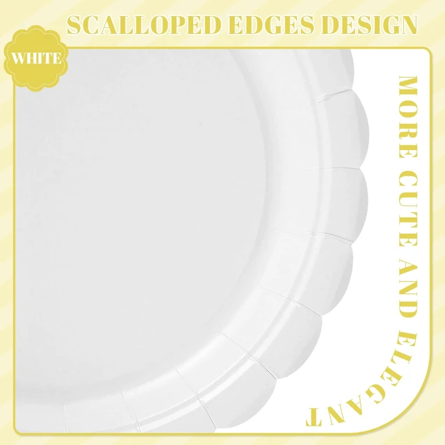Alt view image 5 of 6 - NatNarr 30 Pcs 9" White Scalloped Paper Dinner Dessert Plates