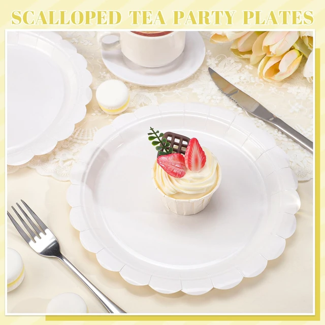 Alt view image 6 of 6 - NatNarr 30 Pcs 9" White Scalloped Paper Dinner Dessert Plates
