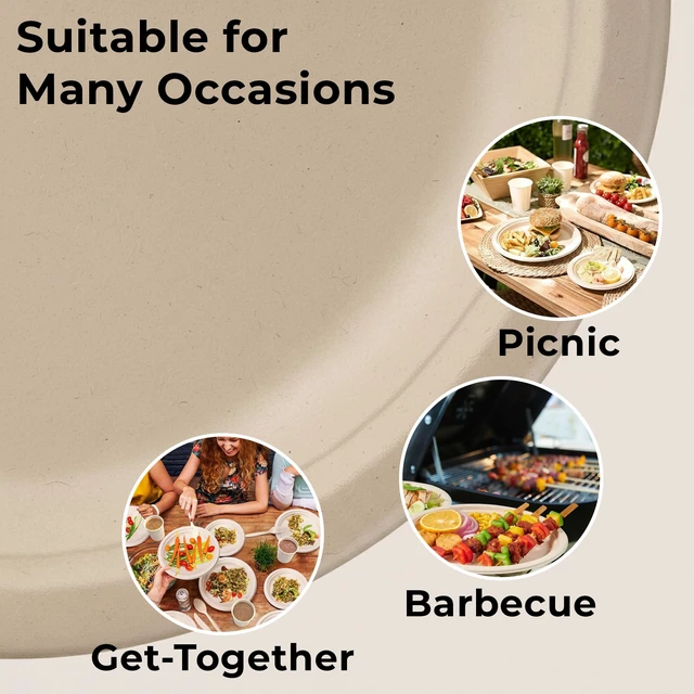 Alt view image 6 of 7 - 6-Inch Compostable Paper Plates 100 Count Heavy-Duty Natural Dessert Plates Biodegradable Eco-Friendly for Parties and Everyday Use