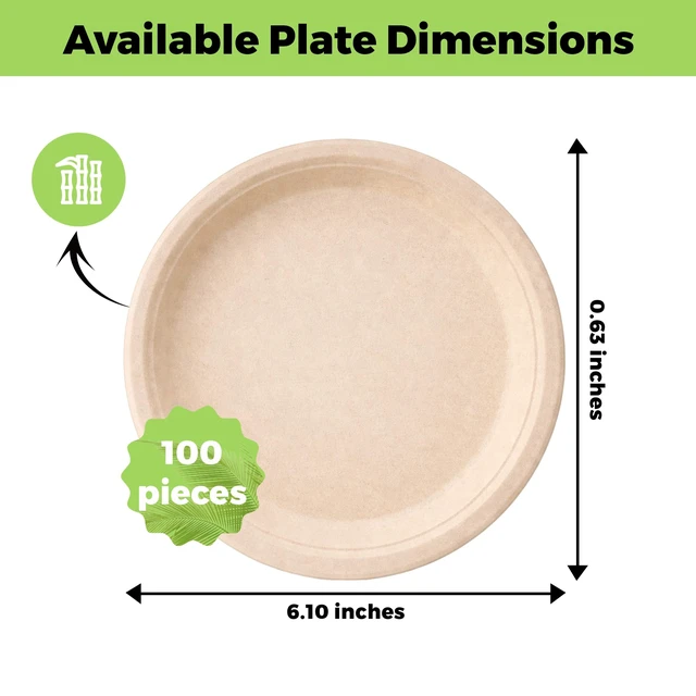 Alt view image 3 of 7 - 6-Inch Compostable Paper Plates 100 Count Heavy-Duty Natural Dessert Plates Biodegradable Eco-Friendly for Parties and Everyday Use