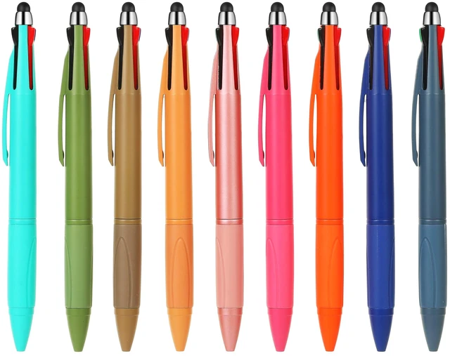 Main image of 4-Color Pen with Stylus Tip, 1.0mm Ballpoint, 9-Pack, Nurse Accessories for Work