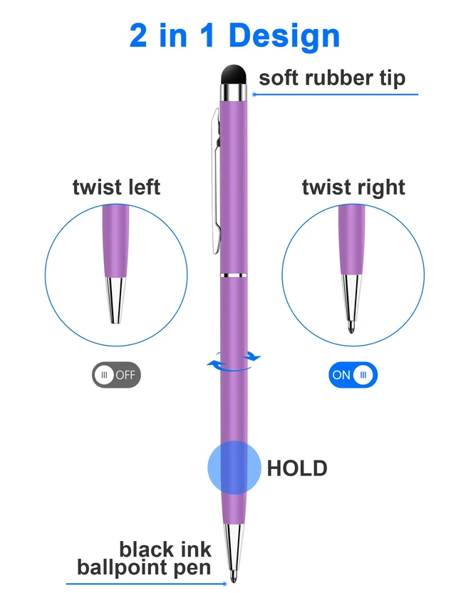 Alt view image 3 of 6 - Innhom 12 Pack 2-in-1 Stylus Pens and Ballpoint Pens for Touch Screens Compatible with iPad iPhone Tablets Samsung Kindle