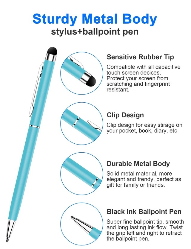 Alt view image 5 of 6 - Innhom 12 Pack 2-in-1 Stylus Pens and Ballpoint Pens for Touch Screens Compatible with iPad iPhone Tablets Samsung Kindle