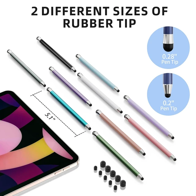 Alt view image 4 of 7 - 10Pcs 2-in-1 High Sensitivity & Precision Stylus Pen for iPad/iPhone/Samsung/Android Tablets and Universal Capacitive Touchscreen (Colorful)