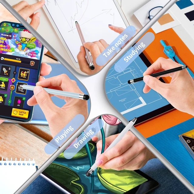 Alt view image 5 of 7 - 10Pcs 2-in-1 High Sensitivity & Precision Stylus Pen for iPad/iPhone/Samsung/Android Tablets and Universal Capacitive Touchscreen (Colorful)