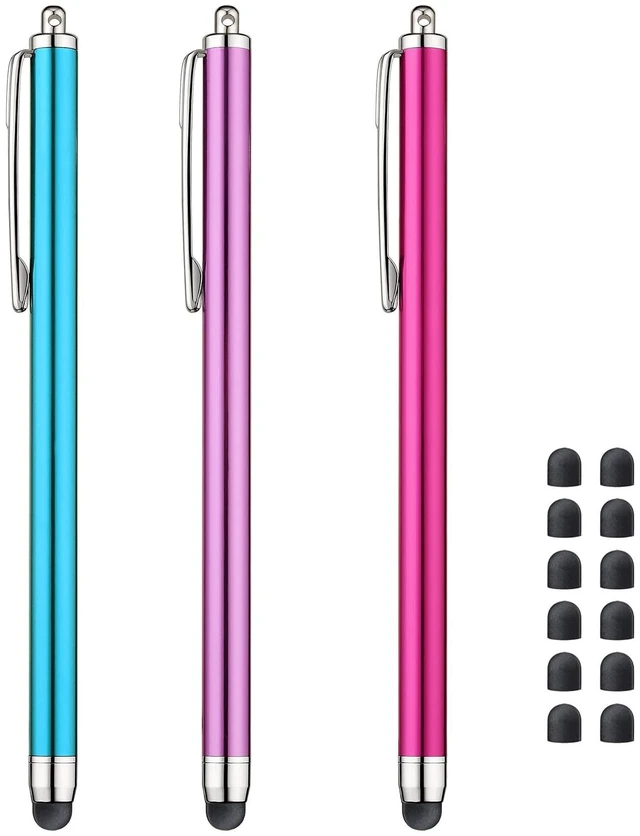 Main image of Stylus Pens for iPad iPhone Kindle Fire Touch Screens (Pink/Purple/Aqua Blue)
