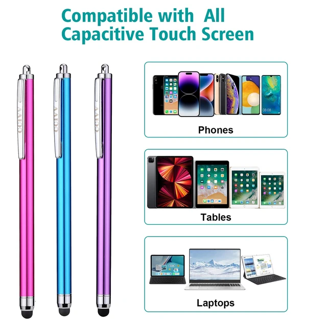Alt view image 2 of 7 - Stylus Pens for iPad iPhone Kindle Fire Touch Screens (Pink/Purple/Aqua Blue)