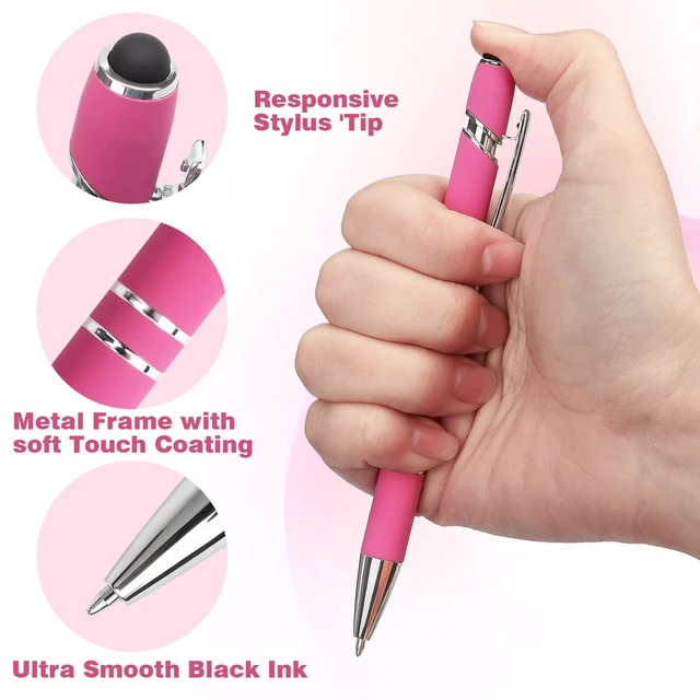 Alt view image 5 of 7 - Bribobo 2-in-1 Stylus Ballpoint Pen, 8 Pack, 1.0mm Black Ink