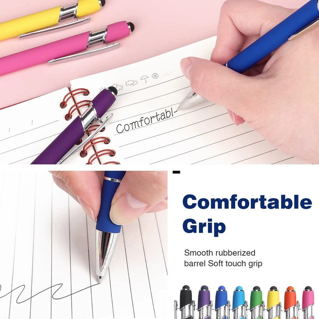 Alt view image 6 of 7 - Bribobo 2-in-1 Stylus Ballpoint Pen, 8 Pack, 1.0mm Black Ink