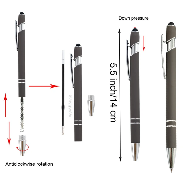 Alt view image 3 of 7 - PASISIBICK 8 Pieces 2-in-1 Retractable Metal Ballpoint Pen Stylus for Touch Screens, 1.0mm Black Ink, 8 Pastel Colors
