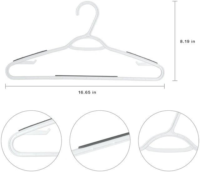 Alt view image 4 of 6 - Mainstays Non-Slip Plastic Clothes Hangers, White, 10-Pack (2-Pack)