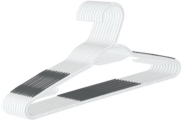 Alt view image 6 of 6 - Mainstays Non-Slip Plastic Clothes Hangers, White, 10-Pack (2-Pack)