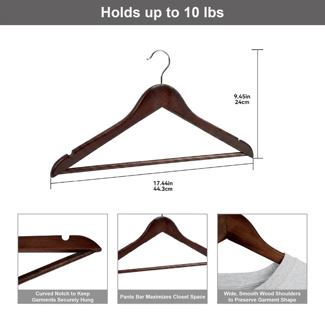 Alt view image 2 of 6 - Better Homes & Gardens Walnut Finish Wood Suit Hangers, 5 Pack, Adult