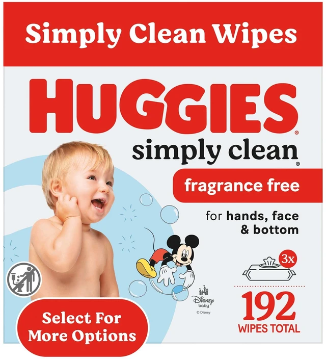 Main image of Huggies Simply Clean Unscented Baby Wipes, 192 Count, 3 Flip-Top Packs