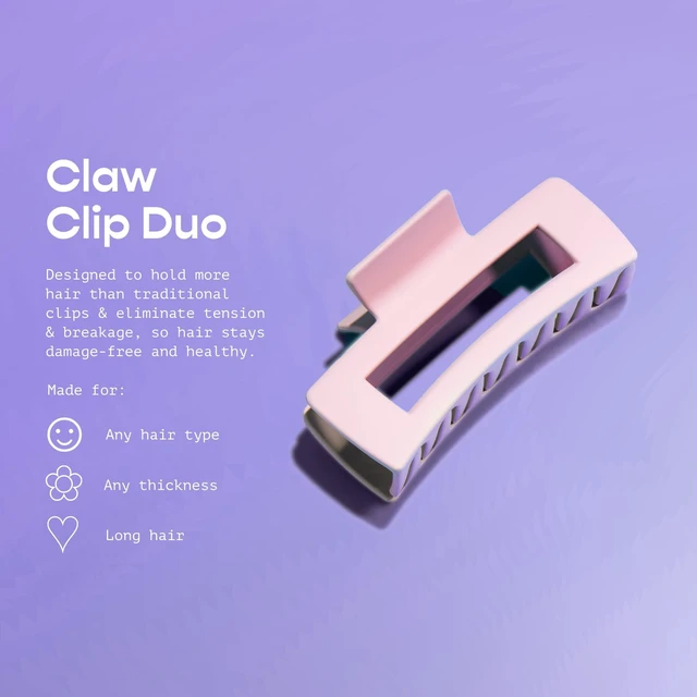 Alt view image 3 of 7 - Gimme Beauty Rectangle Claw Clip, 2 Count, Pink Blonde, for Thick Hair