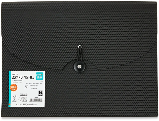 Main image of Pen+Gear 7-Pocket Poly Expanding File, Textured Black