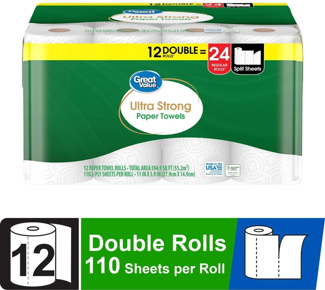 Main image of Great Value Ultra Strong Paper Towels, 12 Double Rolls