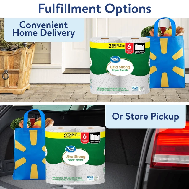 Alt view image 4 of 6 - Great Value Ultra Strong Paper Towels 2 Triple Rolls