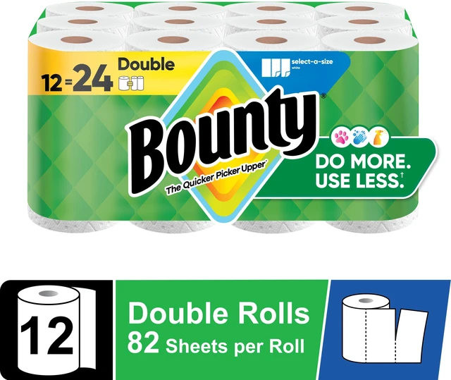 Main image of Bounty Select-A-Size Paper Towels White, 12 Double Rolls, 82 Sheets per Roll