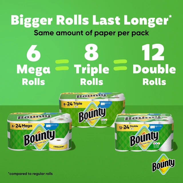 Alt view image 3 of 5 - Bounty Select-A-Size Paper Towels White, 12 Double Rolls, 82 Sheets per Roll
