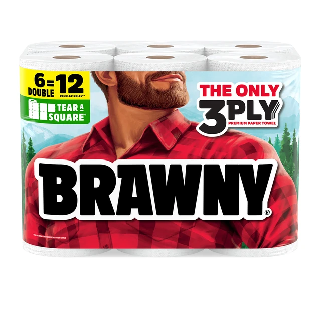 Alt view image 5 of 5 - Brawny Tear-a-Square 3-Ply Paper Towels, 6 Double Rolls, 76 Sheets per Roll