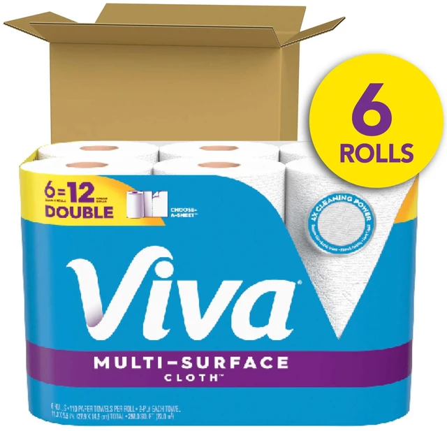 Alt view image 3 of 5 - Viva Multi-Surface Cloth Paper Towels, 6 Double Rolls