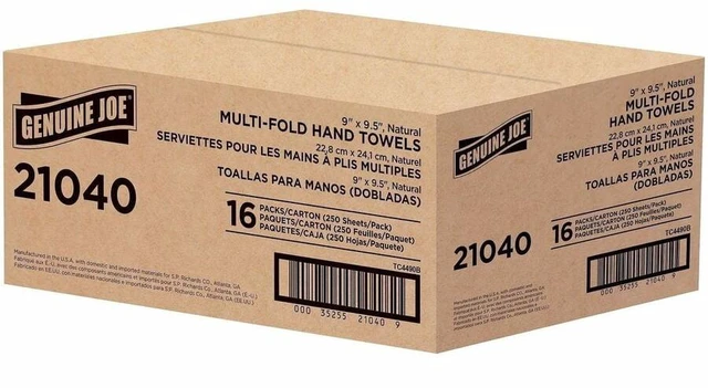 Alt view image 4 of 6 - Genuine Joe Multi-Fold Natural Paper Towels - 16 Pack, 250 Sheets Each